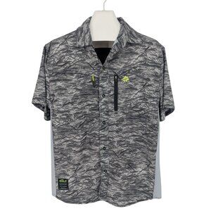 Loco Kaile Performance Button Up Shirt Men Size L Fish Print Outdoor Fishing Y2K